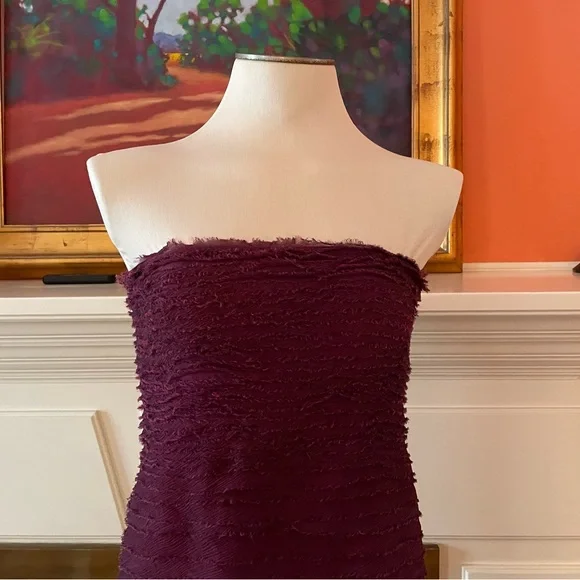 Alice + Olivia size medium strapless feather mini dress in magenta - Picture 2 of 11